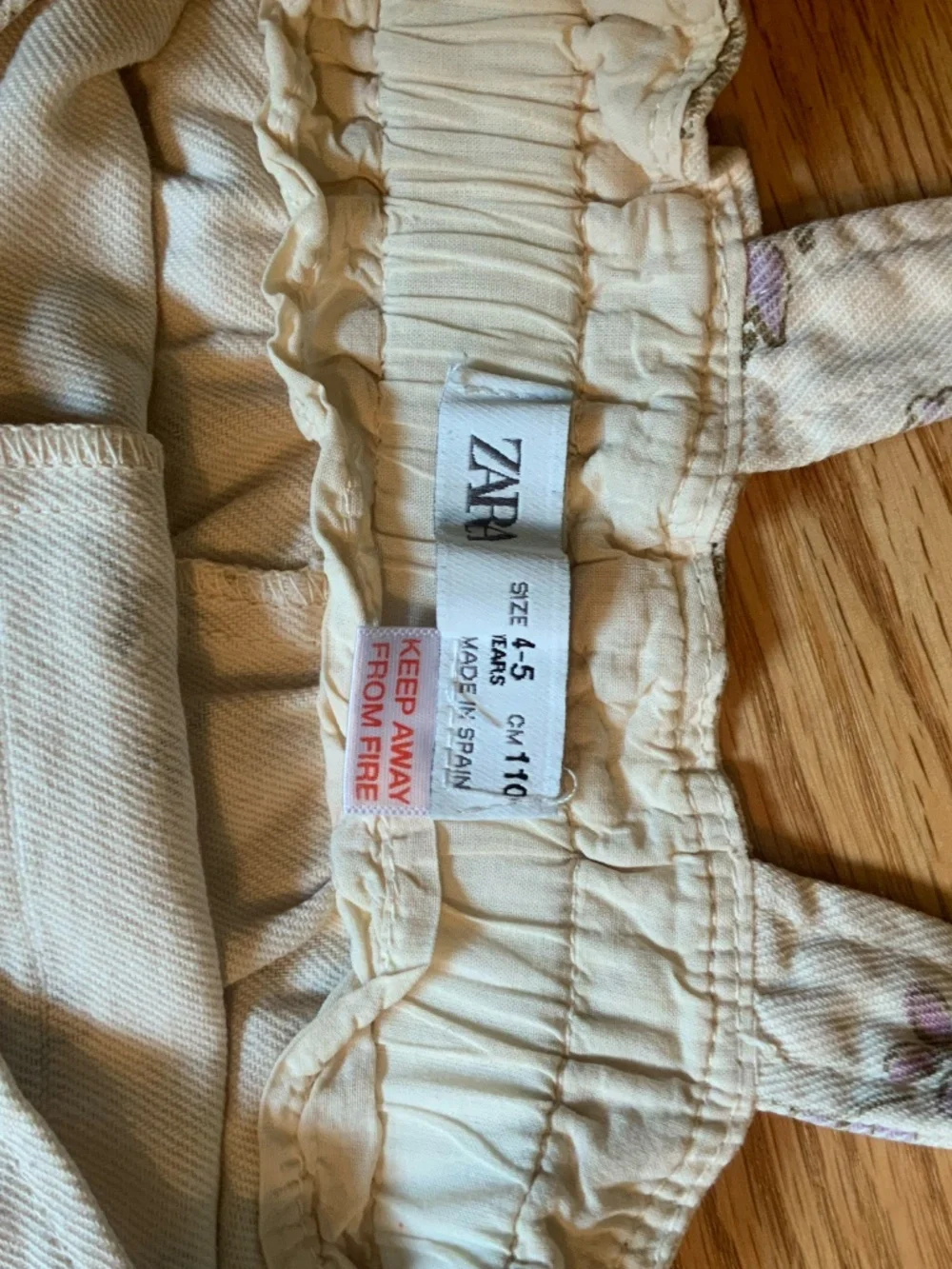 Zara Overalls Kids Size 4-5 Cream Floral Print Cotton Twill Spain
